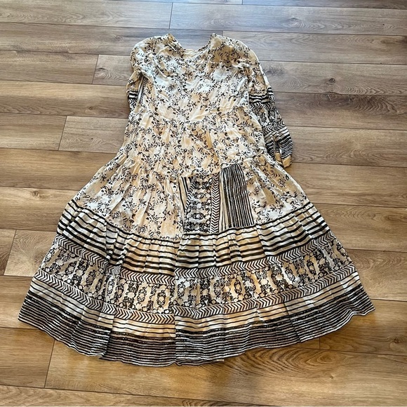 NWT Anthropologie Size Small Cadence Tiered Midi Dress Boho Long Puff Sleeve - Picture 5 of 6